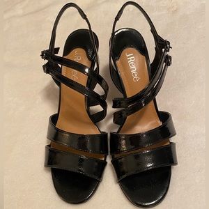 Patent leather pump sandals
